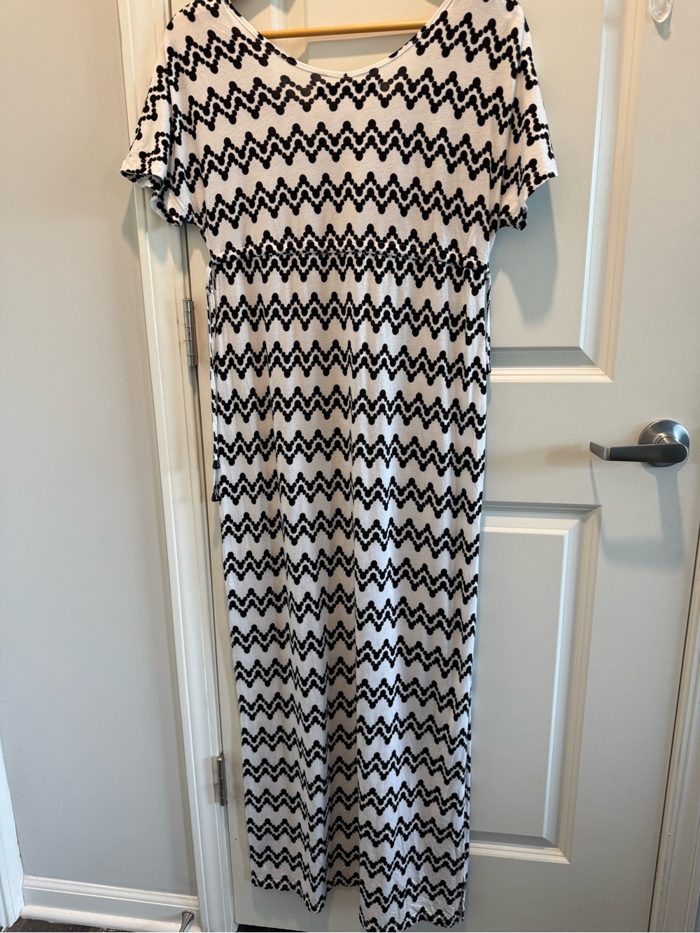 Disney Parks Mickey Mouse Maxi Dress Black White Geometric XS
